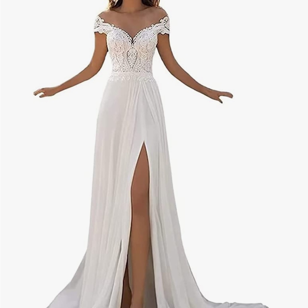 Selling a wedding dress I bought. I bought two and went with the other one.